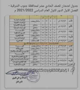 جدول الاختبارات النهائية سلطنة عمان 2022